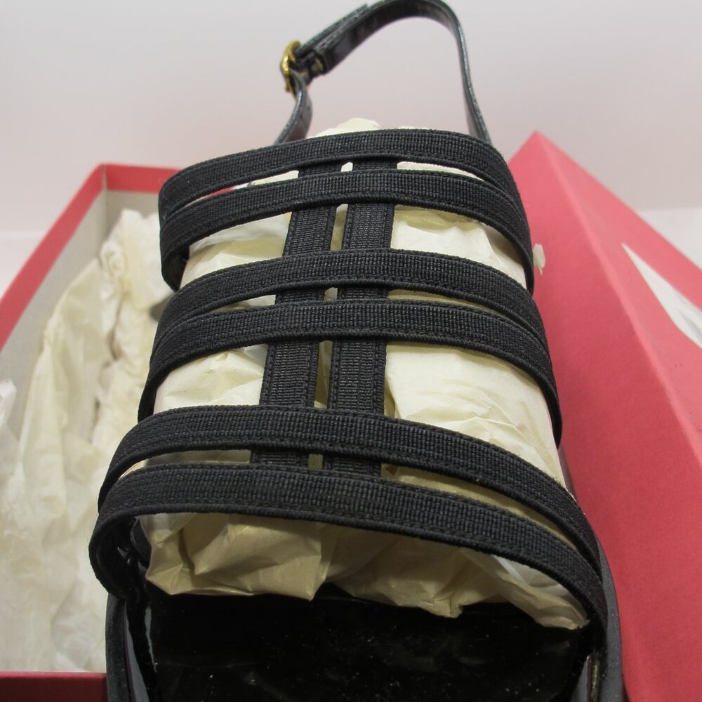 Vaneli Cliff Sandal in black – fabric and patent leather - 8.5N  NWT